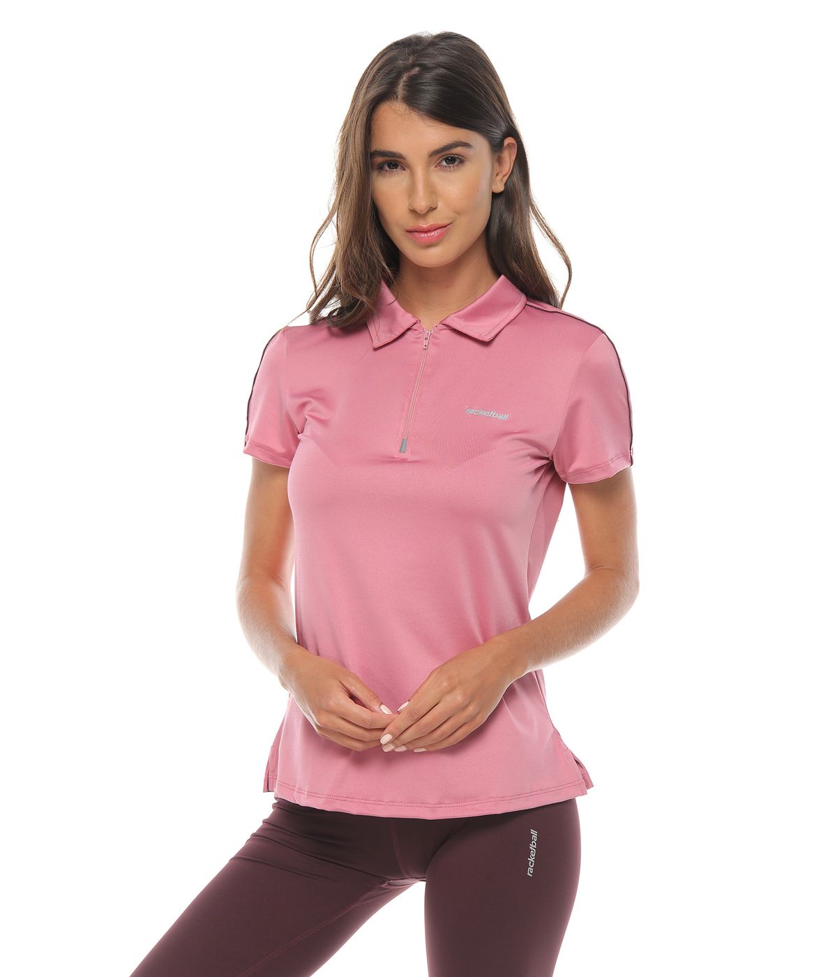 Camiseta polo de mujer, color rosa/berenjena - racketball movil