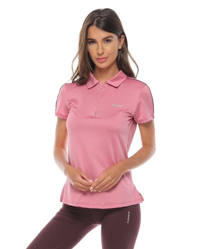 Camiseta polo de mujer, color rosa/berenjena - racketball movil