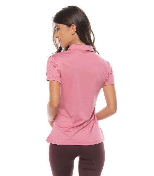 Camiseta Tipo Polo, Color Gris Oscuro/Rosa Para Mujer - racketball movil