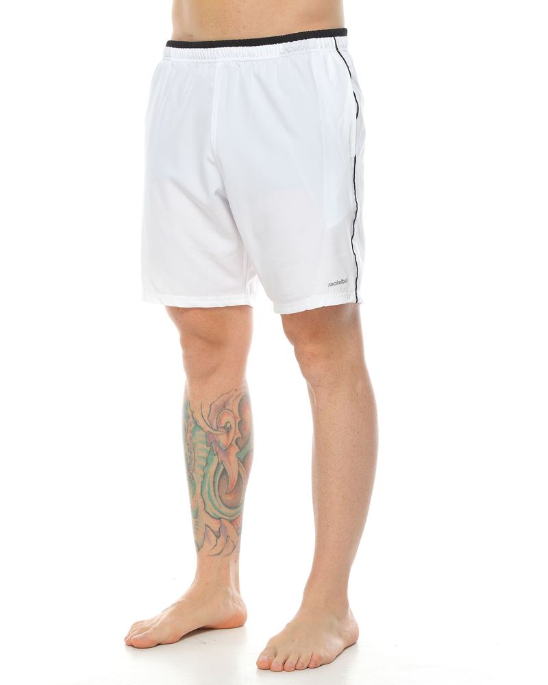 Pantaloneta Deportiva, Color Blanco/Negro Para Hombre - racketball movil