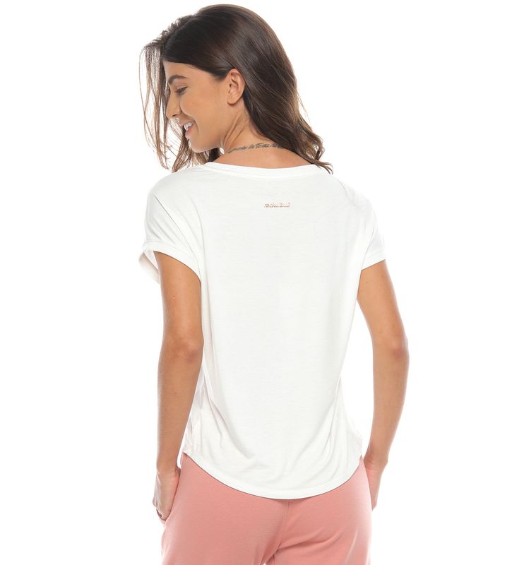 camiseta estampada color marfil para mujer parte trasera
