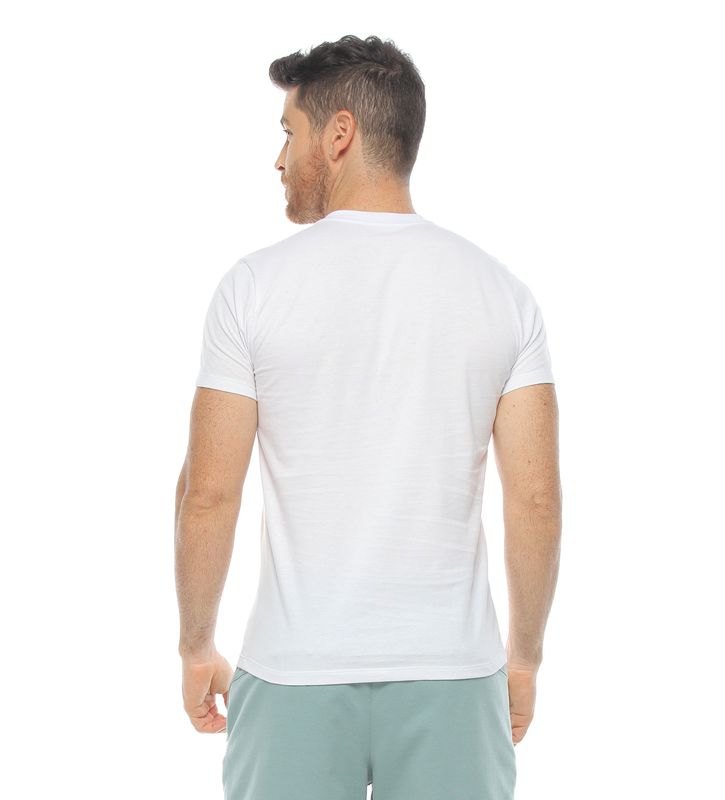 camiseta basica manga corta blanca para hombre parte trasera