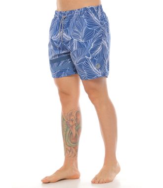 pantaloneta corta color azul oscuro con estampado para hombre parte lateral derecha con bolsillo y logo racketball