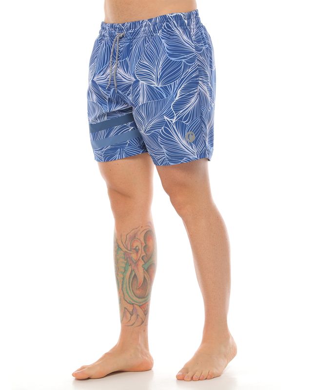 pantaloneta corta color azul oscuro con estampado para hombre parte lateral derecha con bolsillo y logo racketball