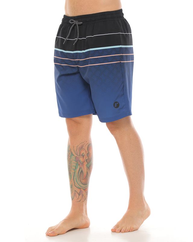 pantaloneta de playa larga color negro con azul para hombre