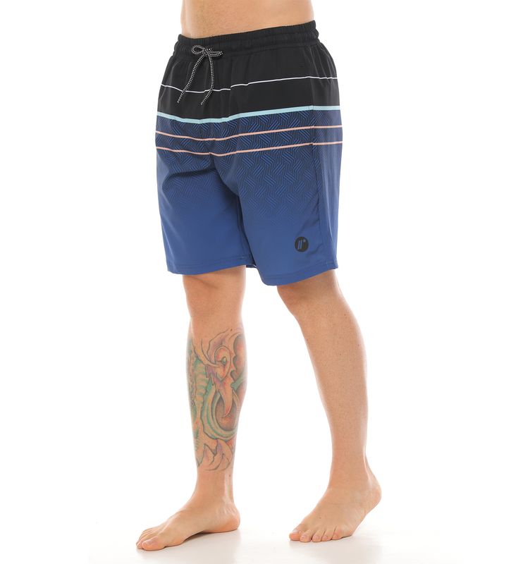 pantaloneta de playa larga color negro con azul para hombre