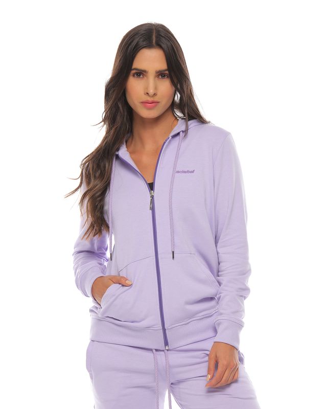 Chaqueta deportiva mujer, con capucha, color lila - racketball movil