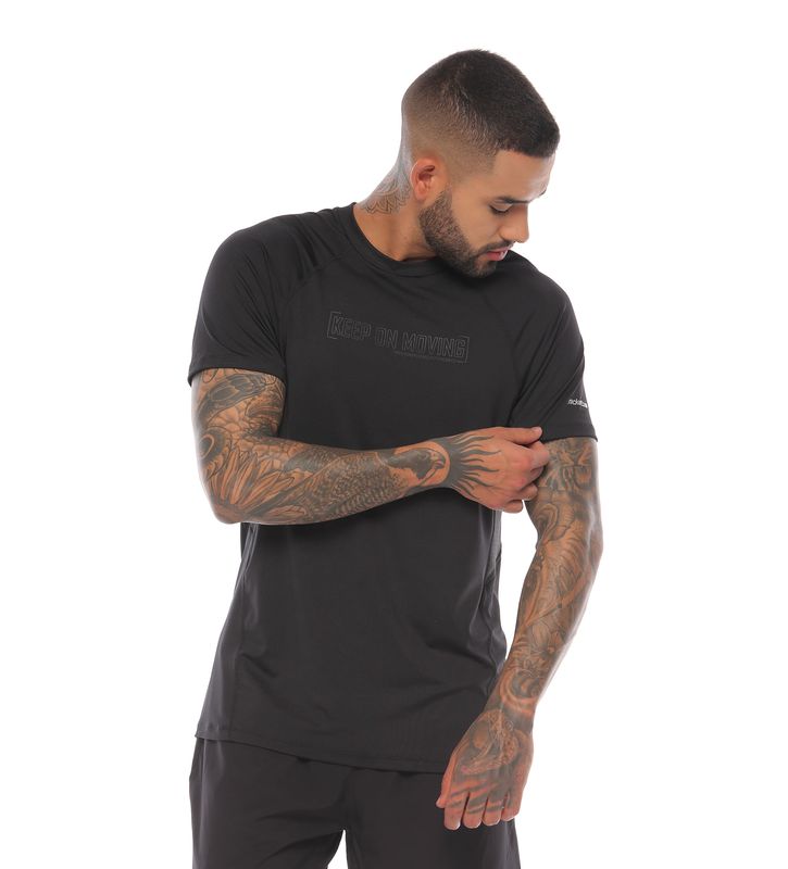 camiseta deportiva manga corta color negro para hombre