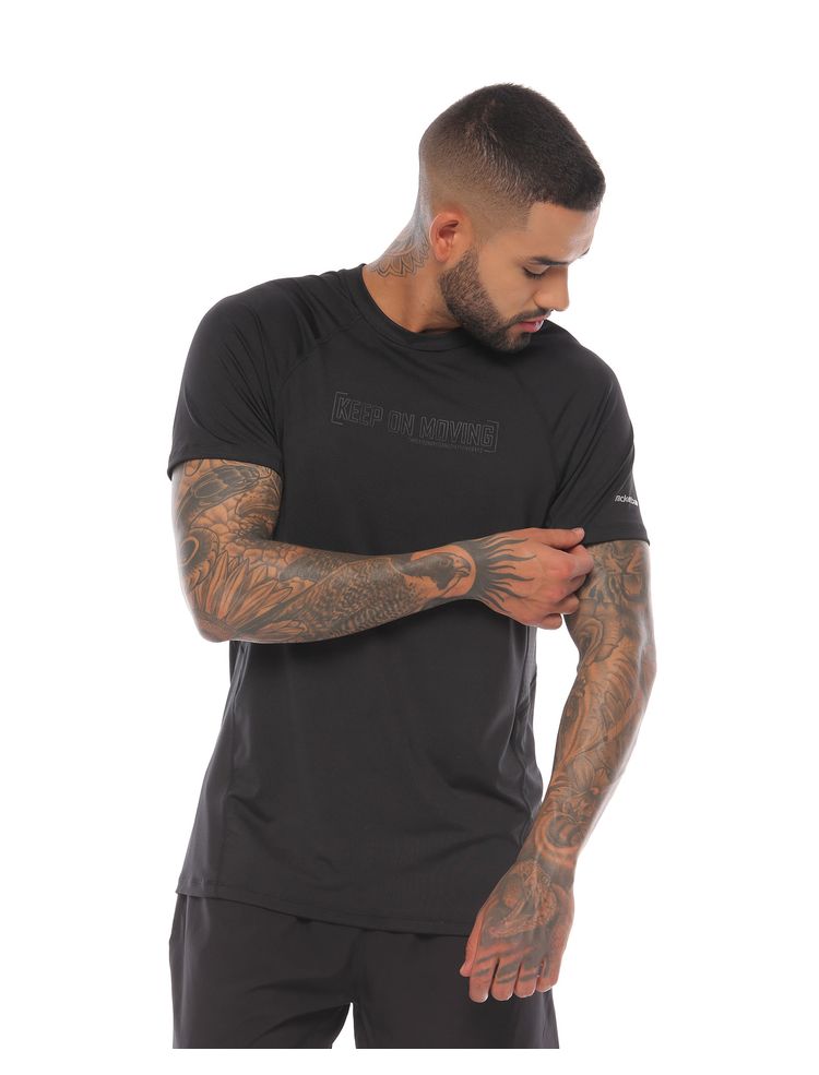 camiseta deportiva manga corta color negro para hombre