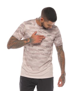 camiseta deportiva manga corta color arena para hombre