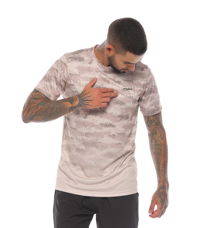 camiseta deportiva manga corta color arena para hombre