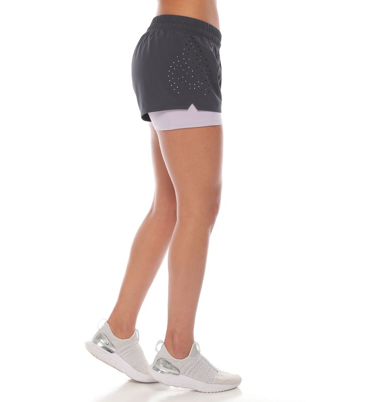 pantaloneta running deportiva color oscuro para mujer parte lateral izquierda
