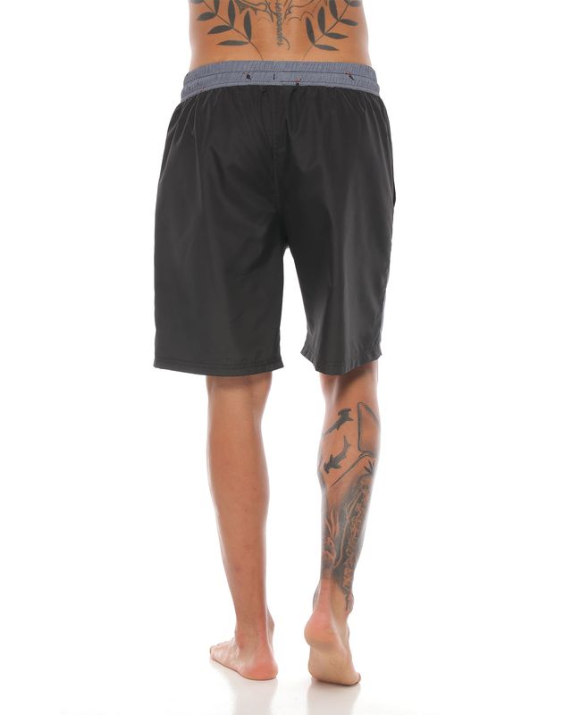 Pantaloneta Larga de Playa Negra para Hombre parte trasera