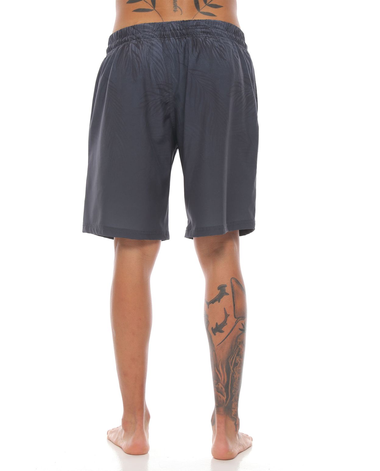pantaloneta de playa larga color gris oscuro para hombre parte trasera