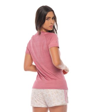 camiseta manga corta deportiva color rosa para mujer parte trasera