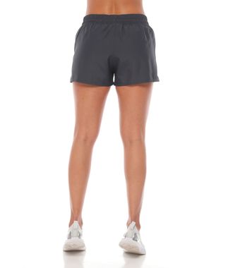 pantaloneta running deportiva color gris con fit interior para mujer parte trasera