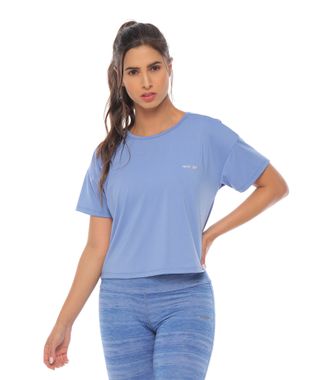 camiseta deportiva manga corta color hortensia para mujer