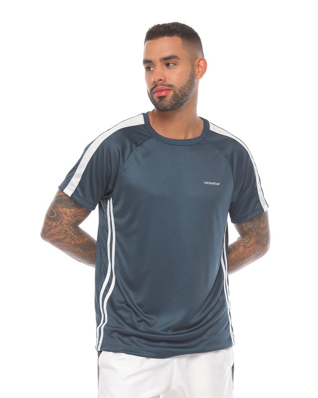 Varios Surrey almohadilla Camiseta deportiva para hombre, color petróleo/blanco - racketball movil