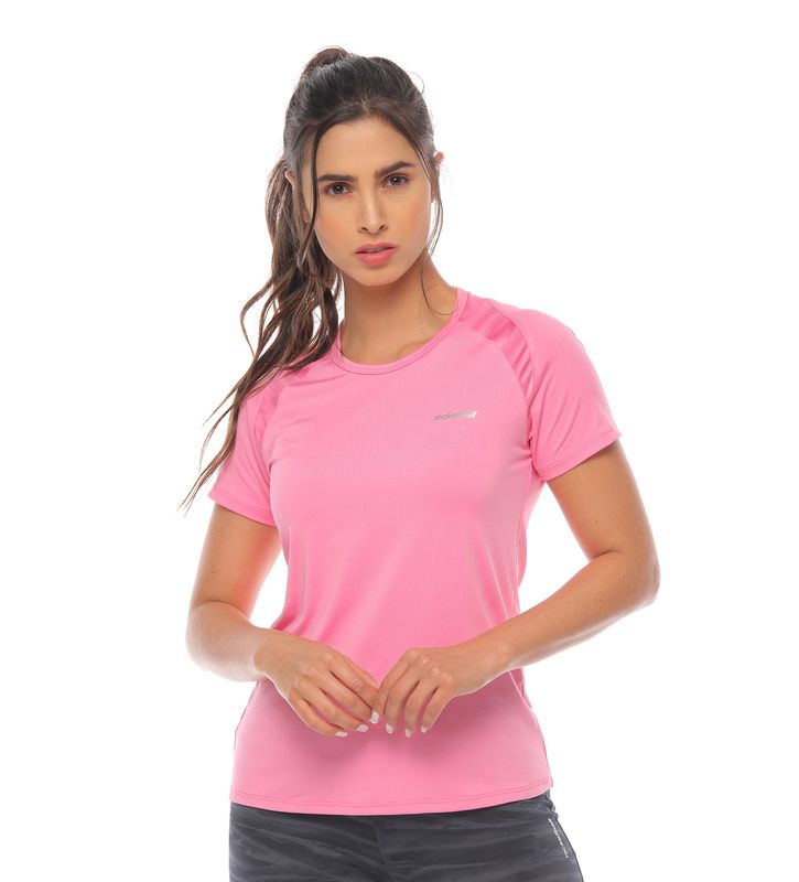 camiseta deportiva manga corta para mujer color rosado