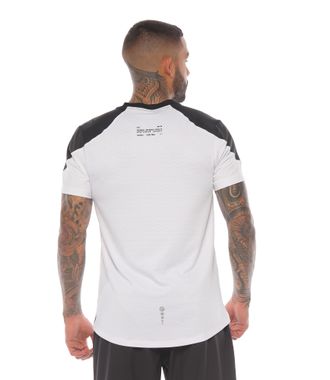 camiseta deportiva manga corta color blanco para hombre parte trasera