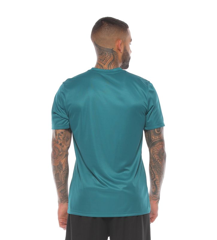 camiseta deportiva manga corta color verde para hombre parte trasera