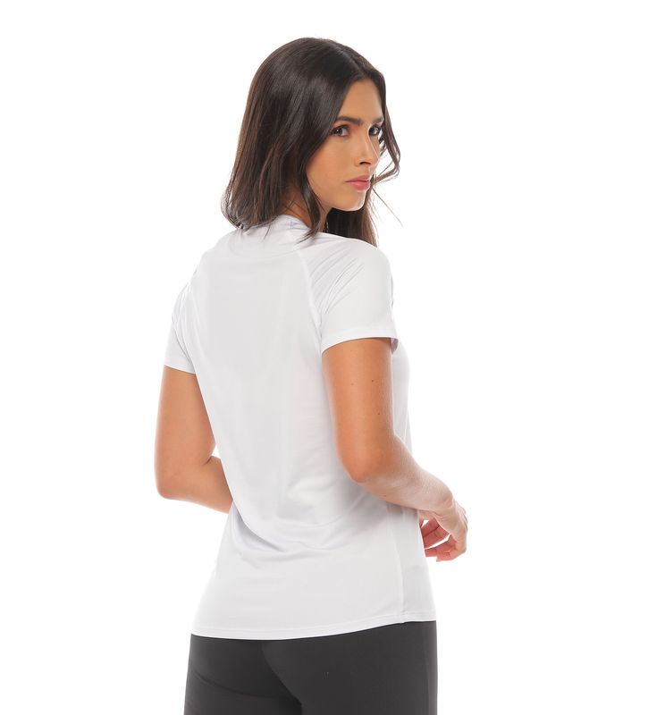 camiseta deportiva color blanco para mujer parte trasera