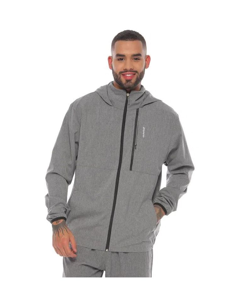 Chaqueta con Capucha Jaspe y Negra para Hombre