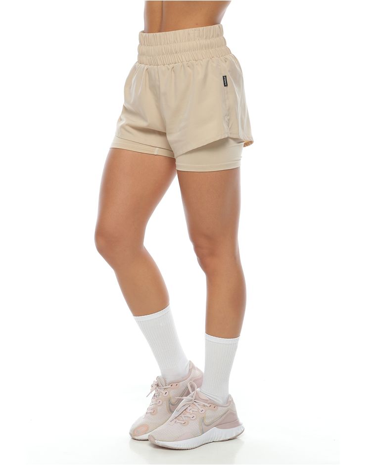 Pantaloneta deportiva mujer, color arena - racketball movil
