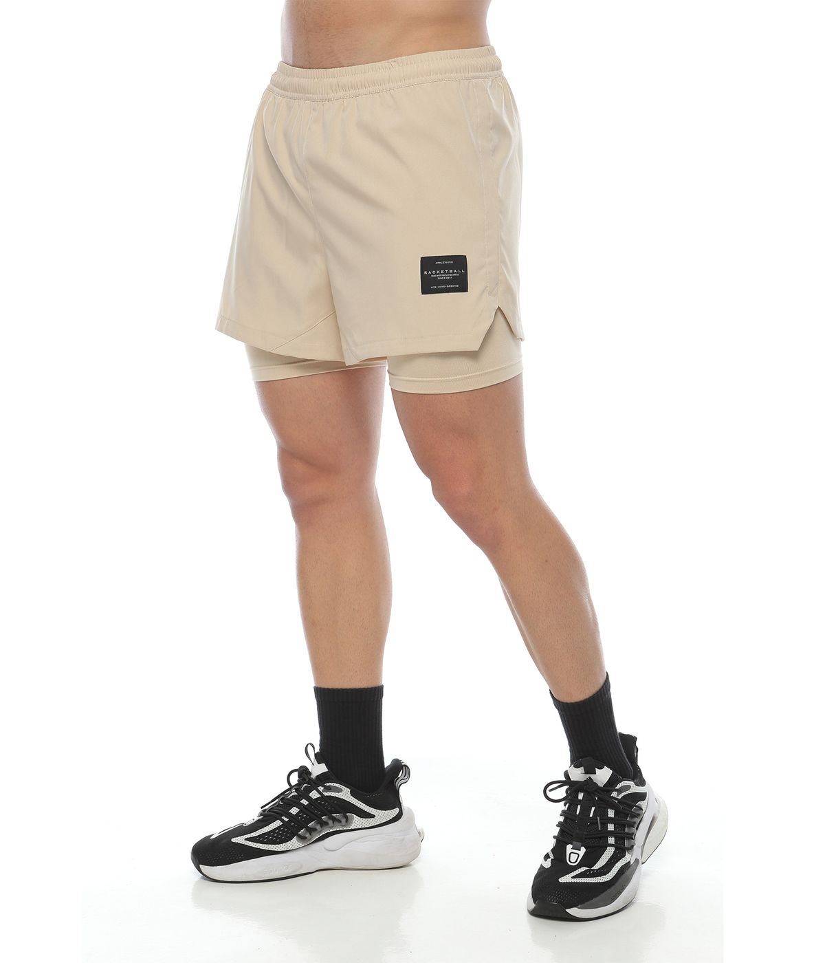 pantaloneta deportiva hombre, color arena - racketball movil