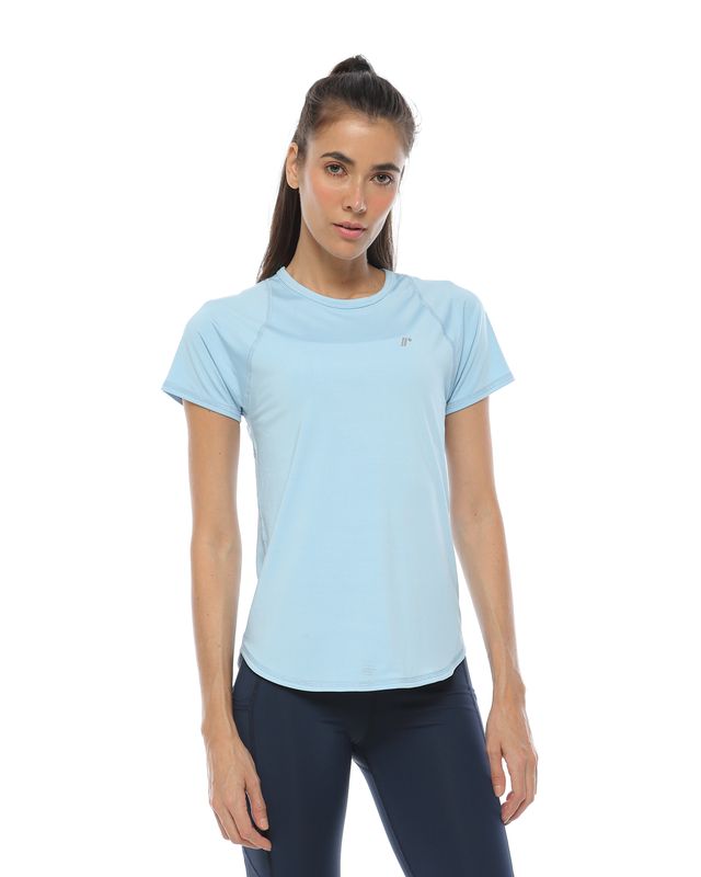 Camiseta Manga Corta, Color Azul Cielo Para Mujer - racketball movil