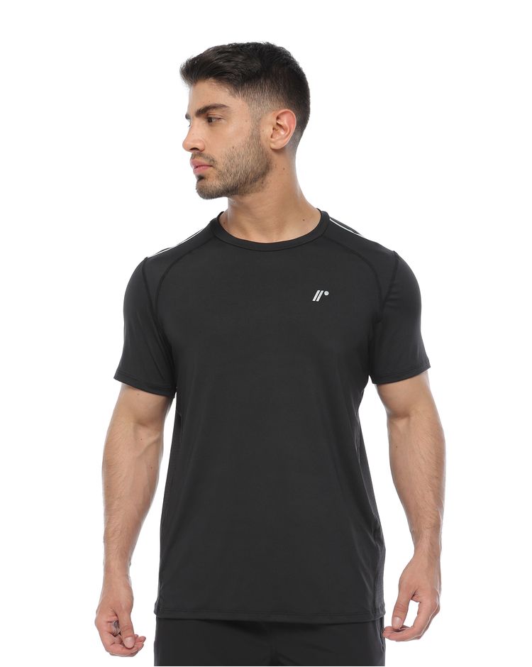 Camiseta básica negra hombre - racketball movil